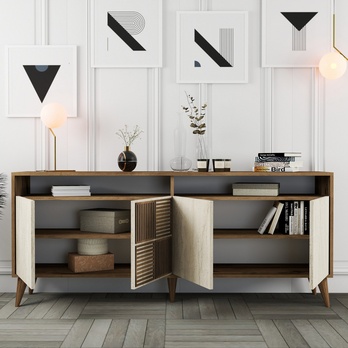 Komoda MALOMA orech/béžová 2