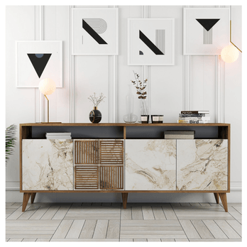 Komoda MALOMA orech/biely mramor 1