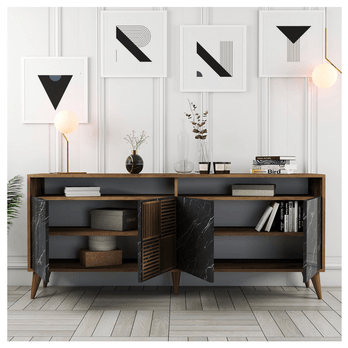 Komoda MALOMA orech/čierny mramor 2