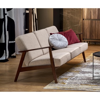 Pohovka MALONU 3S béžová/tmavý orech 1