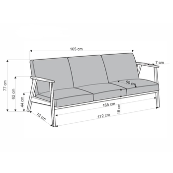 Pohovka MALONU 3S béžová/tmavý orech 2