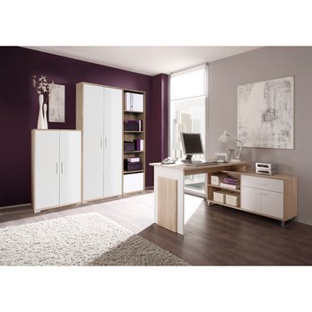 Rohový písací stôl MANAGER dub sonoma/biela 1