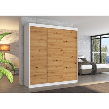 Šatníková skriňa MANOL biela/dub artisan 1