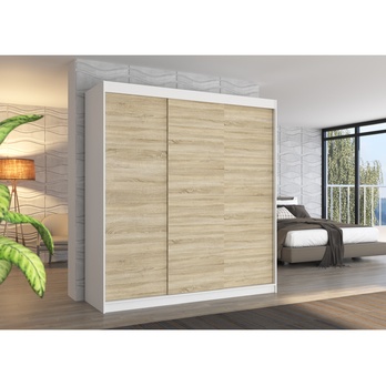 Šatníková skriňa MANOL biela/dub sonoma 1