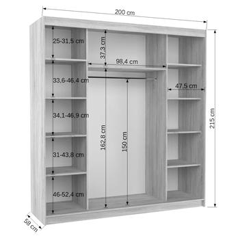 Šatníková skriňa MANOL biela/dub sonoma 3
