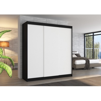 Šatníková skriňa MANOL čierna/biela 1