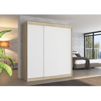 Šatníková skriňa MANOL dub sonoma/biela 1