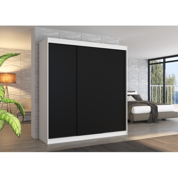 Šatníková skriňa MANOL biela/čierna 1