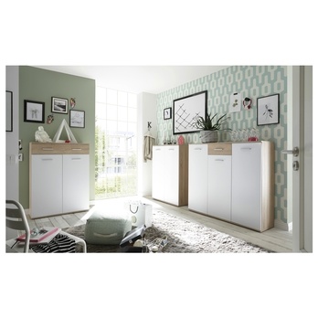 Skrinka na topánky  MANOLO 1 biela/dub sonoma 1