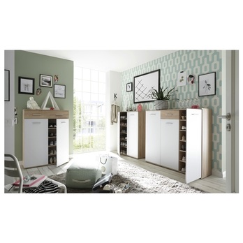 Skrinka na topánky  MANOLO 1 biela/dub sonoma 2