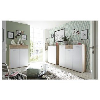 Skrinka na topánky/komoda MANOLO 3 biela/dub sonoma 1