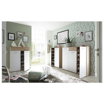 Skrinka na topánky/komoda MANOLO 3 biela/dub sonoma 2