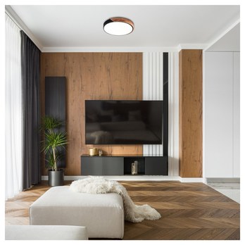 Stropné LED svietidlo MAPLE čierna/prírodná 1