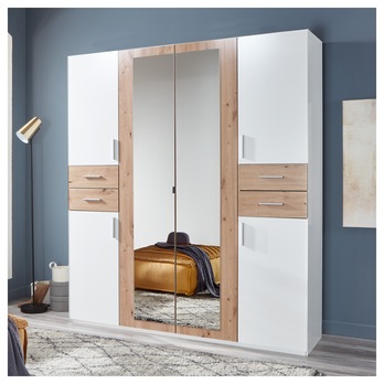 Šatníková skriňa MARGRET 654 biela/dub artisan 1