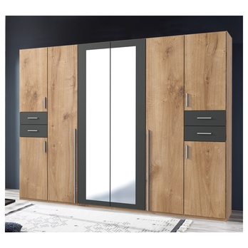 Šatníková skriňa MARGRET 656 dub/grafitová 1