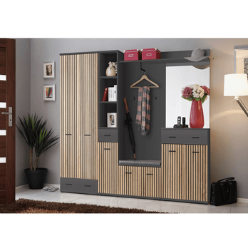 Vysoká skrinka MARISOL dub artisan/antracitová 1