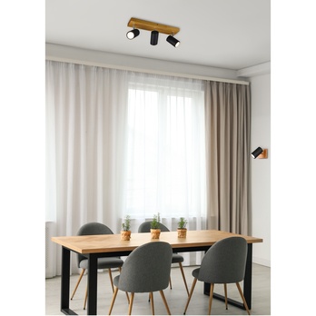 Bodové svietidlo MARLEY III čierna/drevo 1