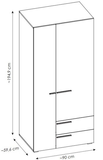 Šatníková skriňa MARLOW biela, šírka 90 cm 5