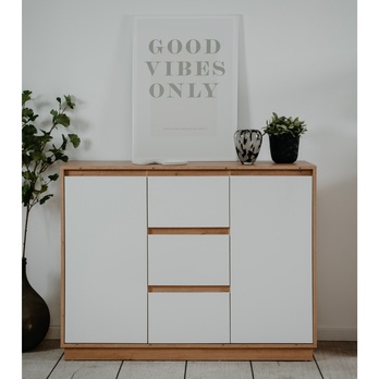 Komoda MARMION 2 dub artisan/biela lesk 5