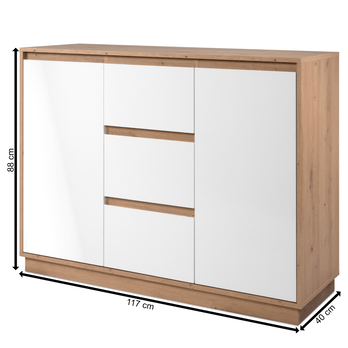 Komoda MARMION 2 dub artisan/biela lesk 6