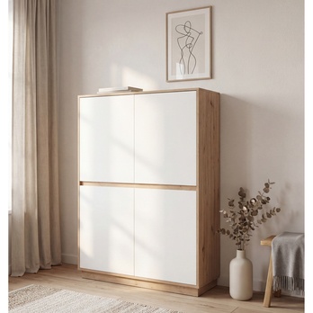 Komoda MARMION 4 dub artisan/biela vysoký lesk 1