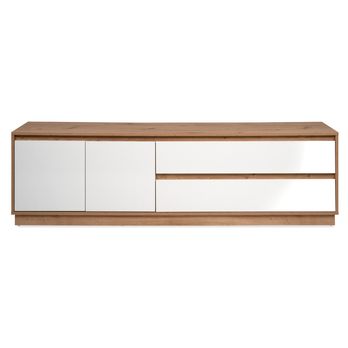 TV stolík MARMION dub artisan/biela vysoký lesk 2