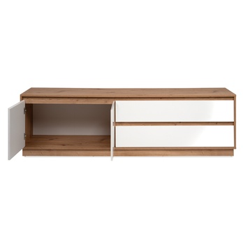 TV stolík MARMION dub artisan/biela vysoký lesk 3