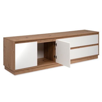 TV stolík MARMION dub artisan/biela vysoký lesk 4