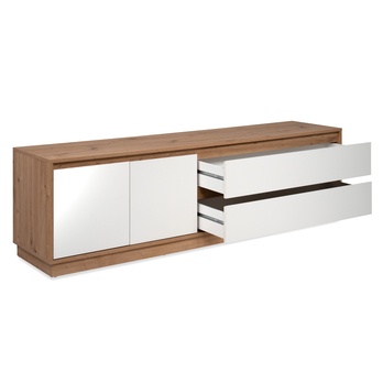 TV stolík MARMION dub artisan/biela vysoký lesk 5