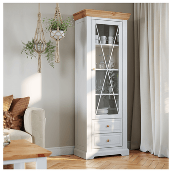 Úzka vitrína  MARON borovica/biela 1