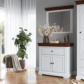 Zrkadlo MARON biela/tabak 1