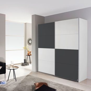 Šatníková skriňa MARONI alpská biela/sivá metalic 1