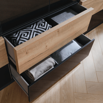 Šatníková skriňa MARSHA sivá/dub halifax 3