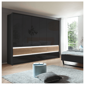 Šatníková skriňa MARSHA sivá/dub halifax 1