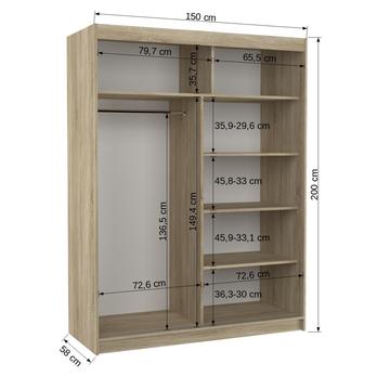 Šatníková skriňa MARTELL dub sonoma/biela 4