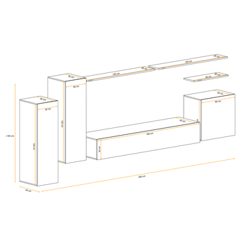 Obývacia stena MATCH L I dub wotan/biela 13