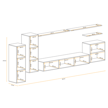 Obývacia stena MATCH L I dub wotan/čierna 6