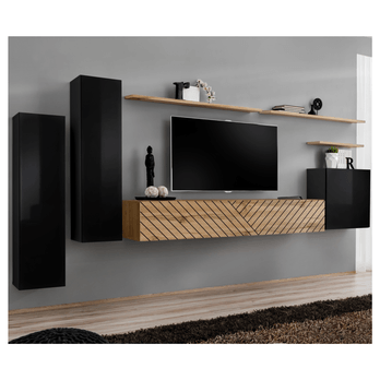 Obývacia stena MATCH L I dub wotan/čierna 1