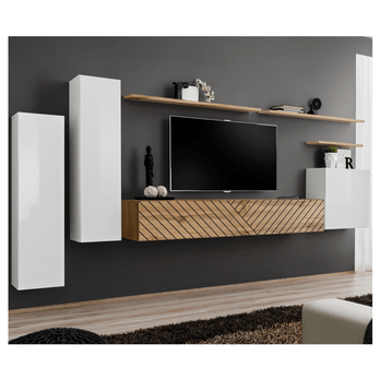 Obývacia stena MATCH L I dub wotan/biela 1