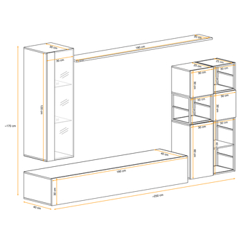 Obývacia stena MATCH MET II dub wotan/čierna 2