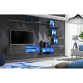 TV komoda MATCH RTV4 grafitová/grafitová vysoký lesk 1