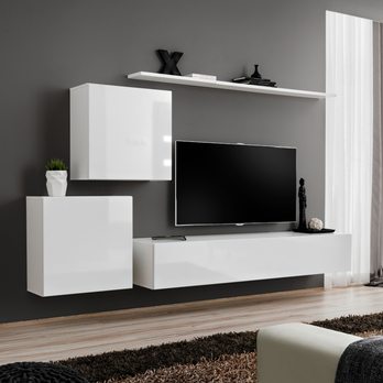 Obývacia stena MATCH V biela/biela vysoký lesk 1
