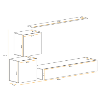 Obývacia stena MATCH V dub wotan/grafitová 2