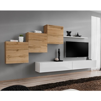 Obývacia stena MATCH X dub wotan/biela 1