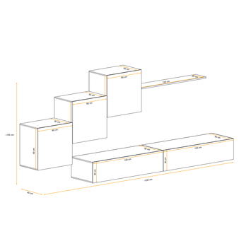 Obývacia stena MATCH X dub wotan/biela 2