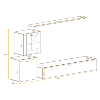 Obývacia stena MATCH XV biela/biela vysoký lesk 9