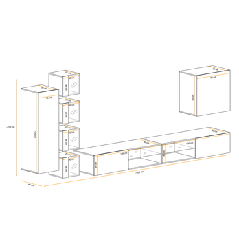 Obývacia stena MATCH XXVI biela/čierna 2