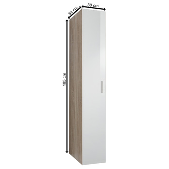 Skriňa MATLA 645, biela/dub sägerau, šírka 30 cm 2
