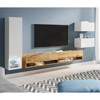 Obývacia stena MÉDEA dub wotan/biela 1