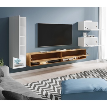 Obývacia stena MÉDEA dub wotan/biela 2